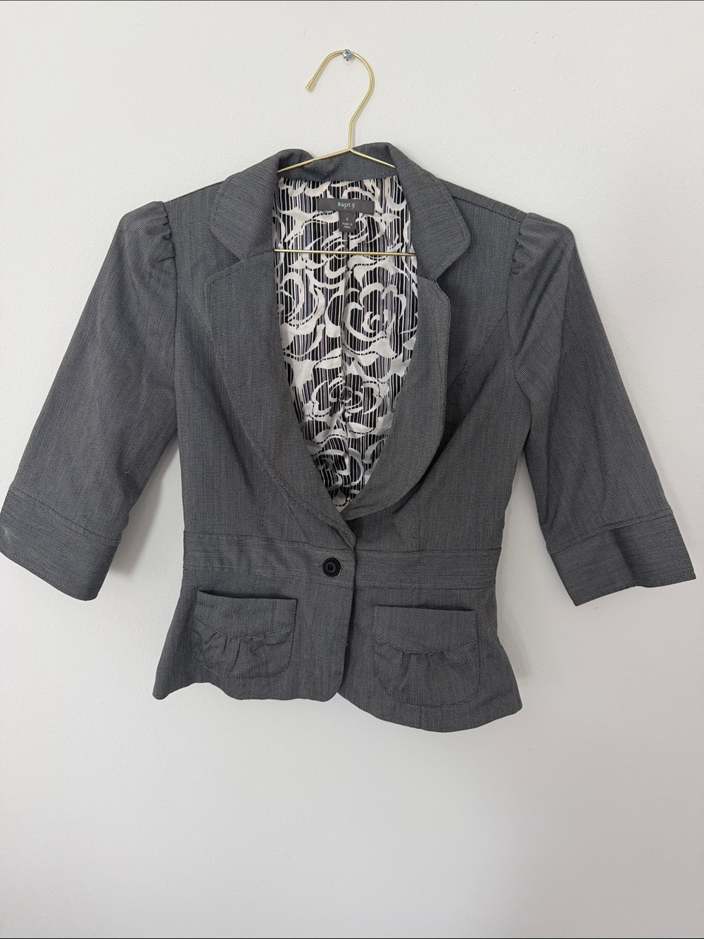Apt. 9 Charcoal Gray Short-Sleeve Tailored Blazer jacket